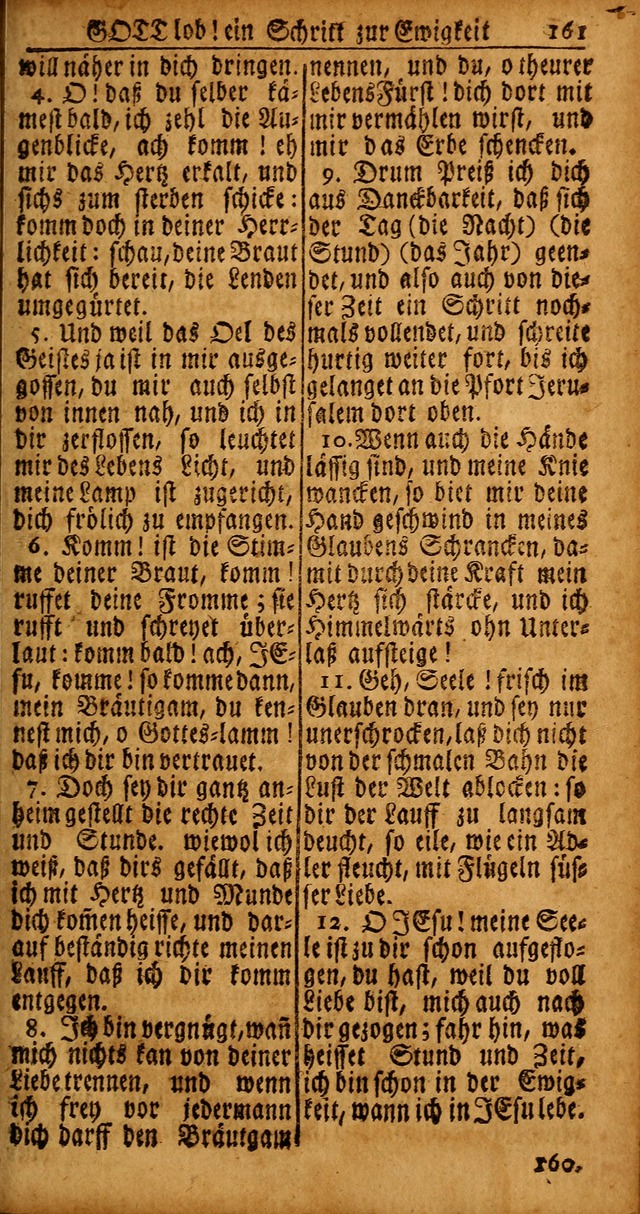 Das Kleine Davidische Psalterspiel der Kinder Zions von alten und neuen auserlesenen Geistes-Gesängen allen wahren heyls-begierigen Säuglingen der Weisheit, insonderheit aber denen Gemeinden des Herrn page 161