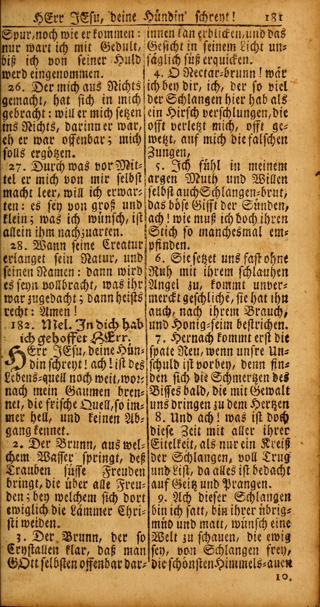 Das Kleine Davidische Psalterspiel der Kinder Zions von alten und neuen auserlesenen Geistes-Gesängen allen wahren heyls-begierigen Säuglingen der Weisheit, insonderheit aber denen Gemeinden des Herrn page 181