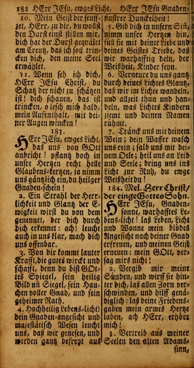 Das Kleine Davidische Psalterspiel der Kinder Zions von alten und neuen auserlesenen Geistes-Gesängen allen wahren heyls-begierigen Säuglingen der Weisheit, insonderheit aber denen Gemeinden des Herrn page 182