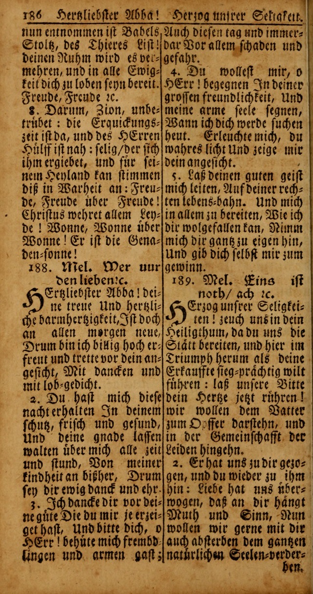 Das Kleine Davidische Psalterspiel der Kinder Zions von alten und neuen auserlesenen Geistes-Gesängen allen wahren heyls-begierigen Säuglingen der Weisheit, insonderheit aber denen Gemeinden des Herrn page 186