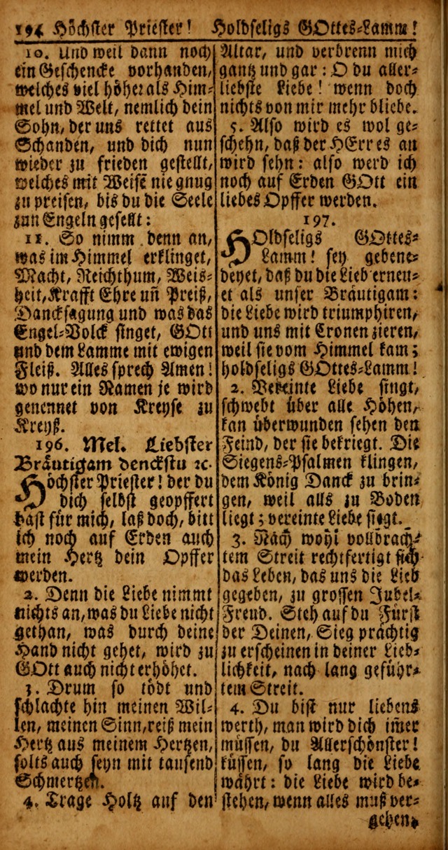 Das Kleine Davidische Psalterspiel der Kinder Zions von alten und neuen auserlesenen Geistes-Gesängen allen wahren heyls-begierigen Säuglingen der Weisheit, insonderheit aber denen Gemeinden des Herrn page 194