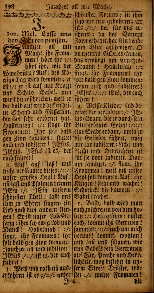 Das Kleine Davidische Psalterspiel der Kinder Zions von alten und neuen auserlesenen Geistes-Gesängen allen wahren heyls-begierigen Säuglingen der Weisheit, insonderheit aber denen Gemeinden des Herrn page 198