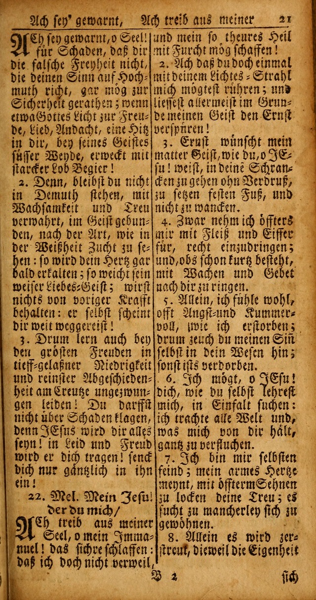 Das Kleine Davidische Psalterspiel der Kinder Zions von alten und neuen auserlesenen Geistes-Gesängen allen wahren heyls-begierigen Säuglingen der Weisheit, insonderheit aber denen Gemeinden des Herrn page 21