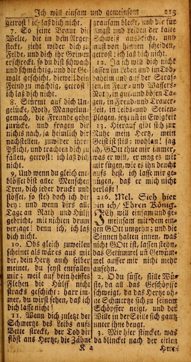 Das Kleine Davidische Psalterspiel der Kinder Zions von alten und neuen auserlesenen Geistes-Gesängen allen wahren heyls-begierigen Säuglingen der Weisheit, insonderheit aber denen Gemeinden des Herrn page 213