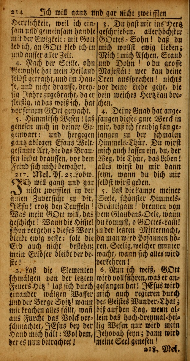 Das Kleine Davidische Psalterspiel der Kinder Zions von alten und neuen auserlesenen Geistes-Gesängen allen wahren heyls-begierigen Säuglingen der Weisheit, insonderheit aber denen Gemeinden des Herrn page 214