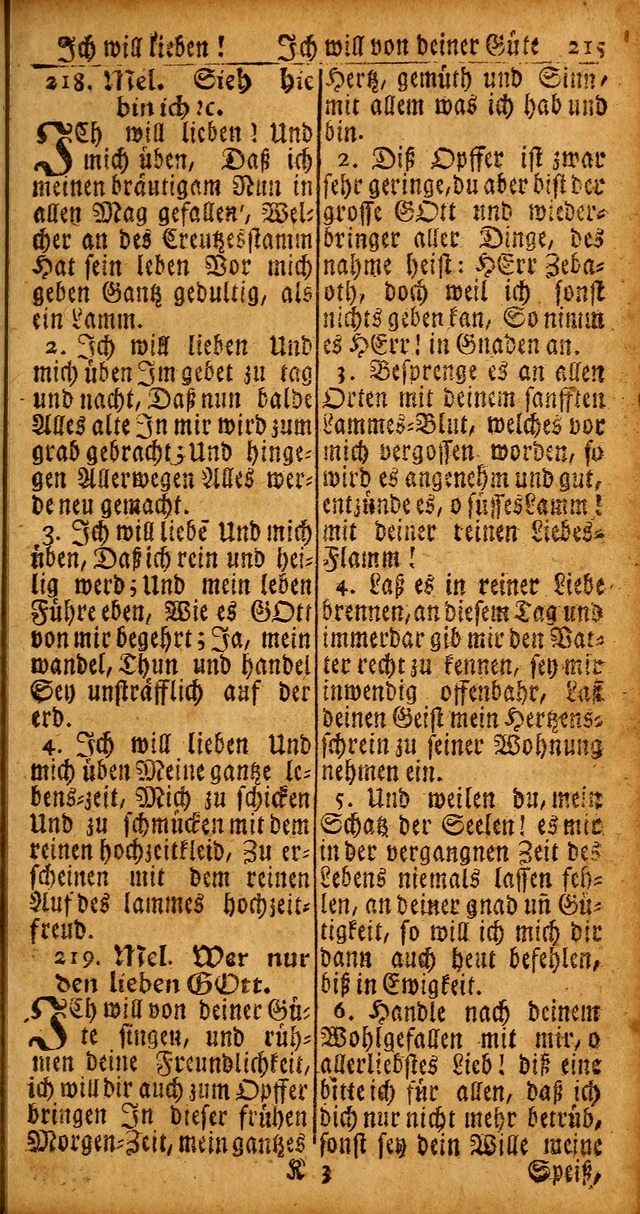 Das Kleine Davidische Psalterspiel der Kinder Zions von alten und neuen auserlesenen Geistes-Gesängen allen wahren heyls-begierigen Säuglingen der Weisheit, insonderheit aber denen Gemeinden des Herrn page 215