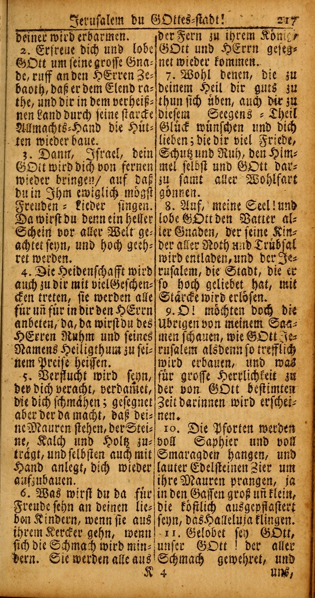 Das Kleine Davidische Psalterspiel der Kinder Zions von alten und neuen auserlesenen Geistes-Gesängen allen wahren heyls-begierigen Säuglingen der Weisheit, insonderheit aber denen Gemeinden des Herrn page 217