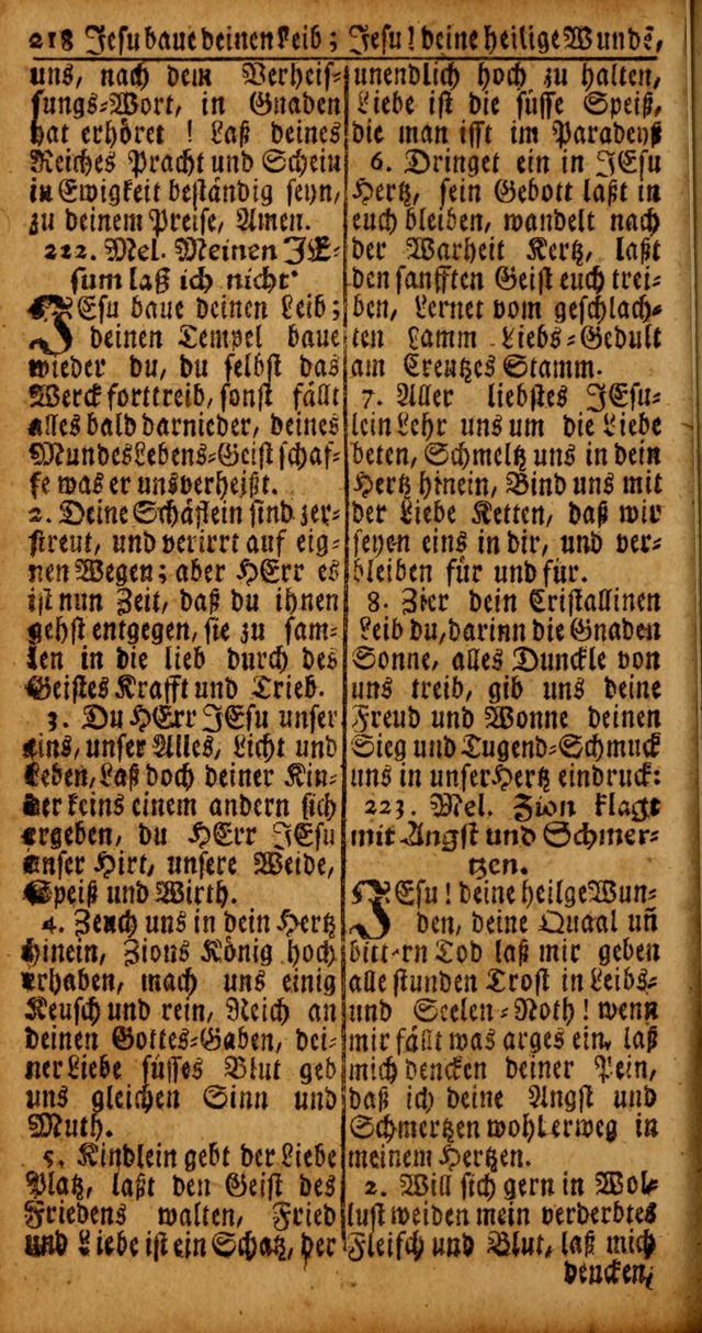 Das Kleine Davidische Psalterspiel der Kinder Zions von alten und neuen auserlesenen Geistes-Gesängen allen wahren heyls-begierigen Säuglingen der Weisheit, insonderheit aber denen Gemeinden des Herrn page 218