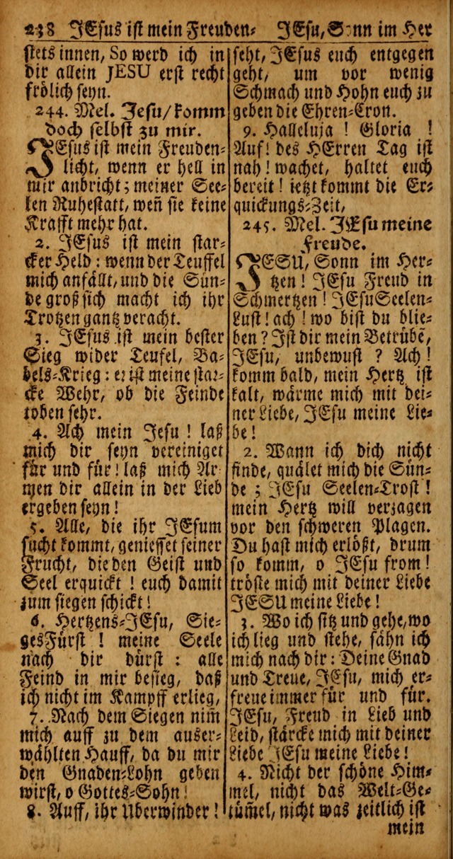 Das Kleine Davidische Psalterspiel der Kinder Zions von alten und neuen auserlesenen Geistes-Gesängen allen wahren heyls-begierigen Säuglingen der Weisheit, insonderheit aber denen Gemeinden des Herrn page 238