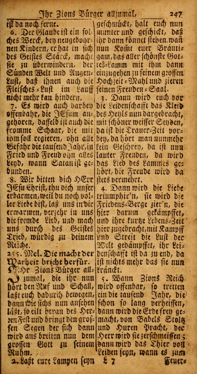 Das Kleine Davidische Psalterspiel der Kinder Zions von alten und neuen auserlesenen Geistes-Gesängen allen wahren heyls-begierigen Säuglingen der Weisheit, insonderheit aber denen Gemeinden des Herrn page 247