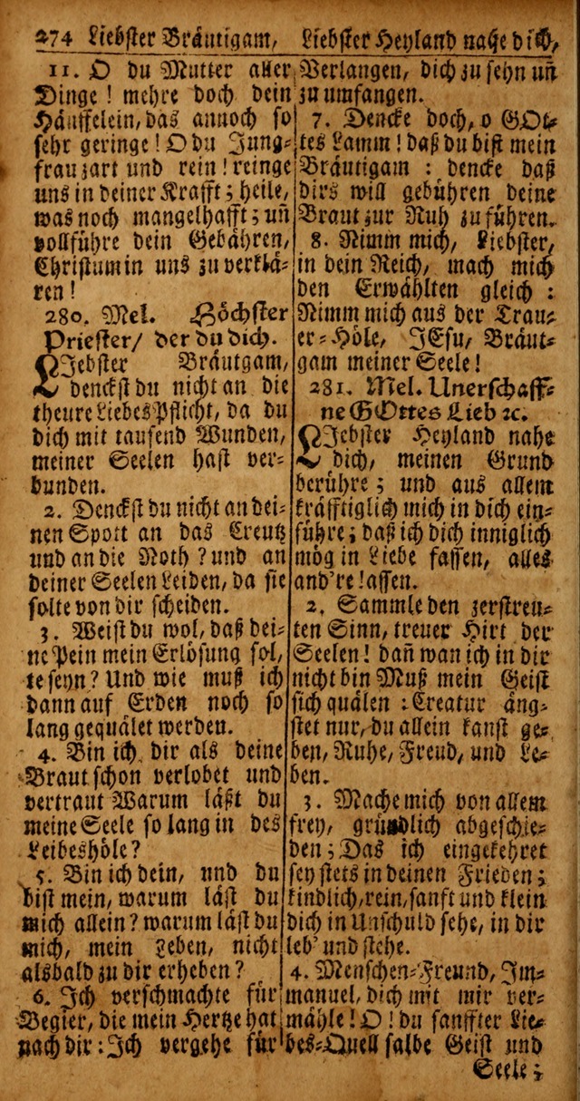 Das Kleine Davidische Psalterspiel der Kinder Zions von alten und neuen auserlesenen Geistes-Gesängen allen wahren heyls-begierigen Säuglingen der Weisheit, insonderheit aber denen Gemeinden des Herrn page 274