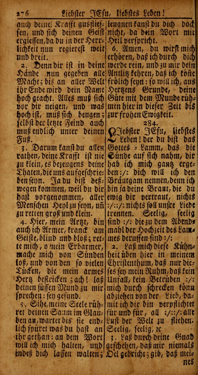 Das Kleine Davidische Psalterspiel der Kinder Zions von alten und neuen auserlesenen Geistes-Gesängen allen wahren heyls-begierigen Säuglingen der Weisheit, insonderheit aber denen Gemeinden des Herrn page 276