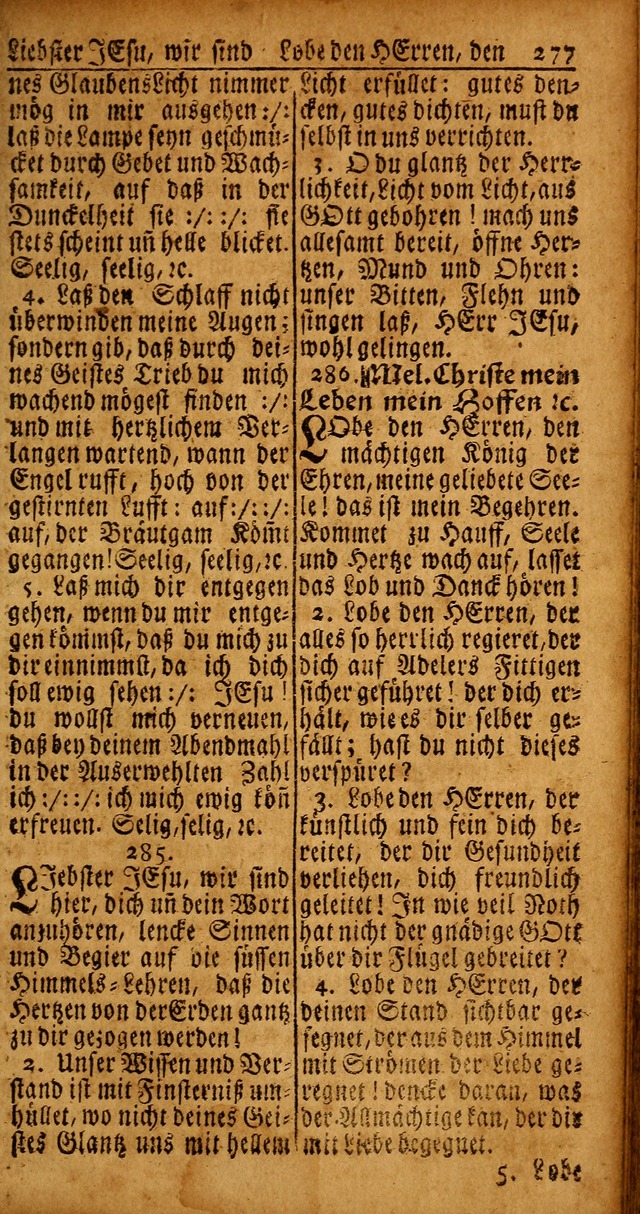 Das Kleine Davidische Psalterspiel der Kinder Zions von alten und neuen auserlesenen Geistes-Gesängen allen wahren heyls-begierigen Säuglingen der Weisheit, insonderheit aber denen Gemeinden des Herrn page 277