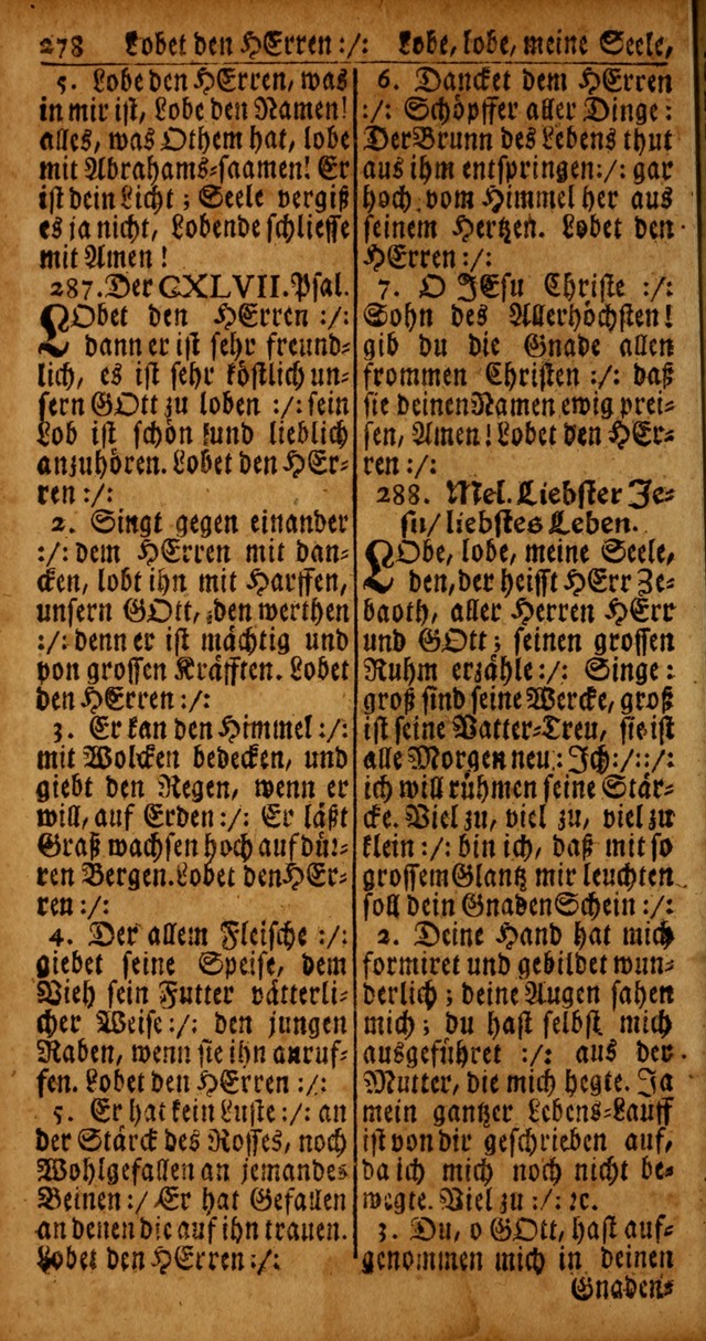 Das Kleine Davidische Psalterspiel der Kinder Zions von alten und neuen auserlesenen Geistes-Gesängen allen wahren heyls-begierigen Säuglingen der Weisheit, insonderheit aber denen Gemeinden des Herrn page 278