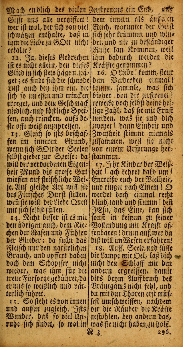 Das Kleine Davidische Psalterspiel der Kinder Zions von alten und neuen auserlesenen Geistes-Gesängen allen wahren heyls-begierigen Säuglingen der Weisheit, insonderheit aber denen Gemeinden des Herrn page 287