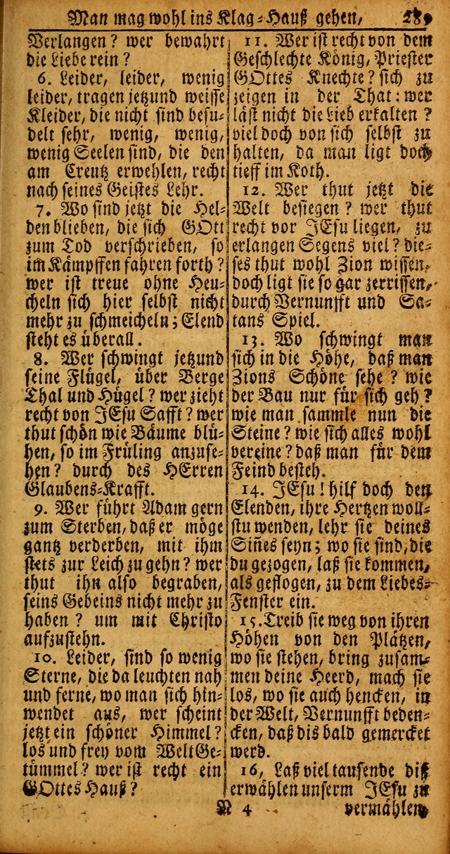 Das Kleine Davidische Psalterspiel der Kinder Zions von alten und neuen auserlesenen Geistes-Gesängen allen wahren heyls-begierigen Säuglingen der Weisheit, insonderheit aber denen Gemeinden des Herrn page 289