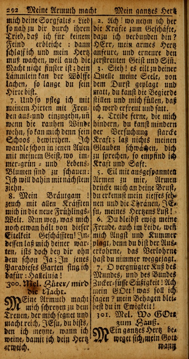 Das Kleine Davidische Psalterspiel der Kinder Zions von alten und neuen auserlesenen Geistes-Gesängen allen wahren heyls-begierigen Säuglingen der Weisheit, insonderheit aber denen Gemeinden des Herrn page 292