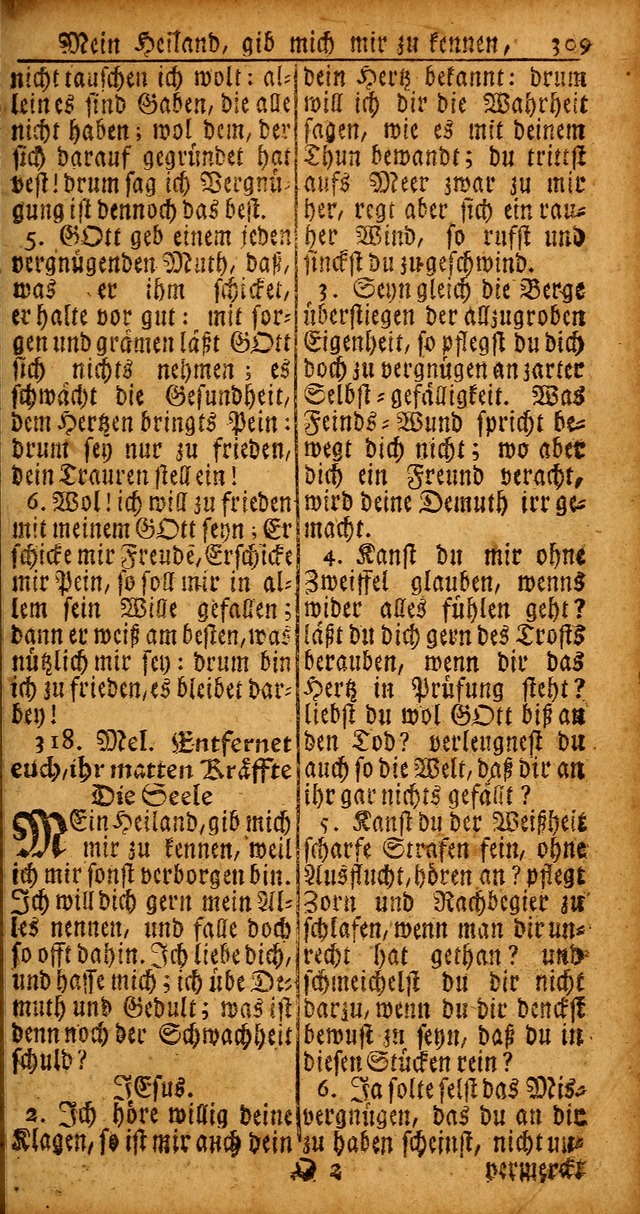 Das Kleine Davidische Psalterspiel der Kinder Zions von alten und neuen auserlesenen Geistes-Gesängen allen wahren heyls-begierigen Säuglingen der Weisheit, insonderheit aber denen Gemeinden des Herrn page 309