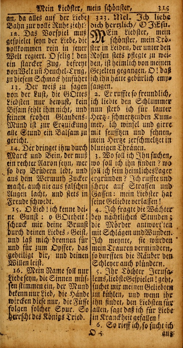 Das Kleine Davidische Psalterspiel der Kinder Zions von alten und neuen auserlesenen Geistes-Gesängen allen wahren heyls-begierigen Säuglingen der Weisheit, insonderheit aber denen Gemeinden des Herrn page 315