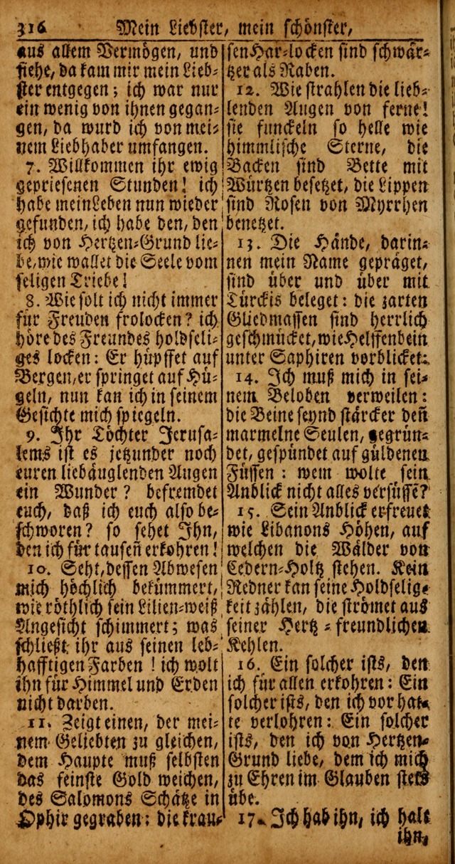 Das Kleine Davidische Psalterspiel der Kinder Zions von alten und neuen auserlesenen Geistes-Gesängen allen wahren heyls-begierigen Säuglingen der Weisheit, insonderheit aber denen Gemeinden des Herrn page 316