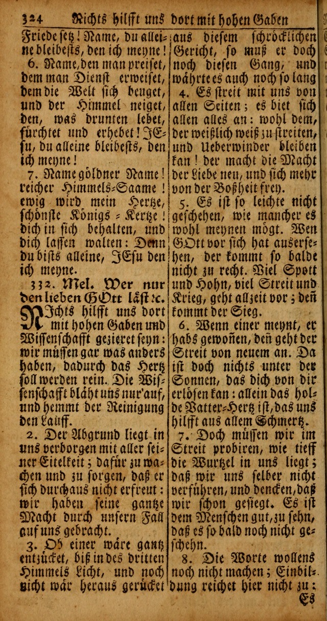 Das Kleine Davidische Psalterspiel der Kinder Zions von alten und neuen auserlesenen Geistes-Gesängen allen wahren heyls-begierigen Säuglingen der Weisheit, insonderheit aber denen Gemeinden des Herrn page 324