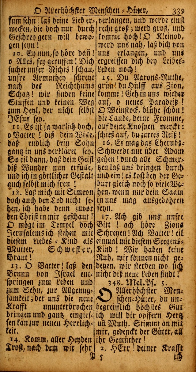 Das Kleine Davidische Psalterspiel der Kinder Zions von alten und neuen auserlesenen Geistes-Gesängen allen wahren heyls-begierigen Säuglingen der Weisheit, insonderheit aber denen Gemeinden des Herrn page 339