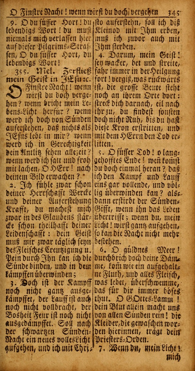 Das Kleine Davidische Psalterspiel der Kinder Zions von alten und neuen auserlesenen Geistes-Gesängen allen wahren heyls-begierigen Säuglingen der Weisheit, insonderheit aber denen Gemeinden des Herrn page 345