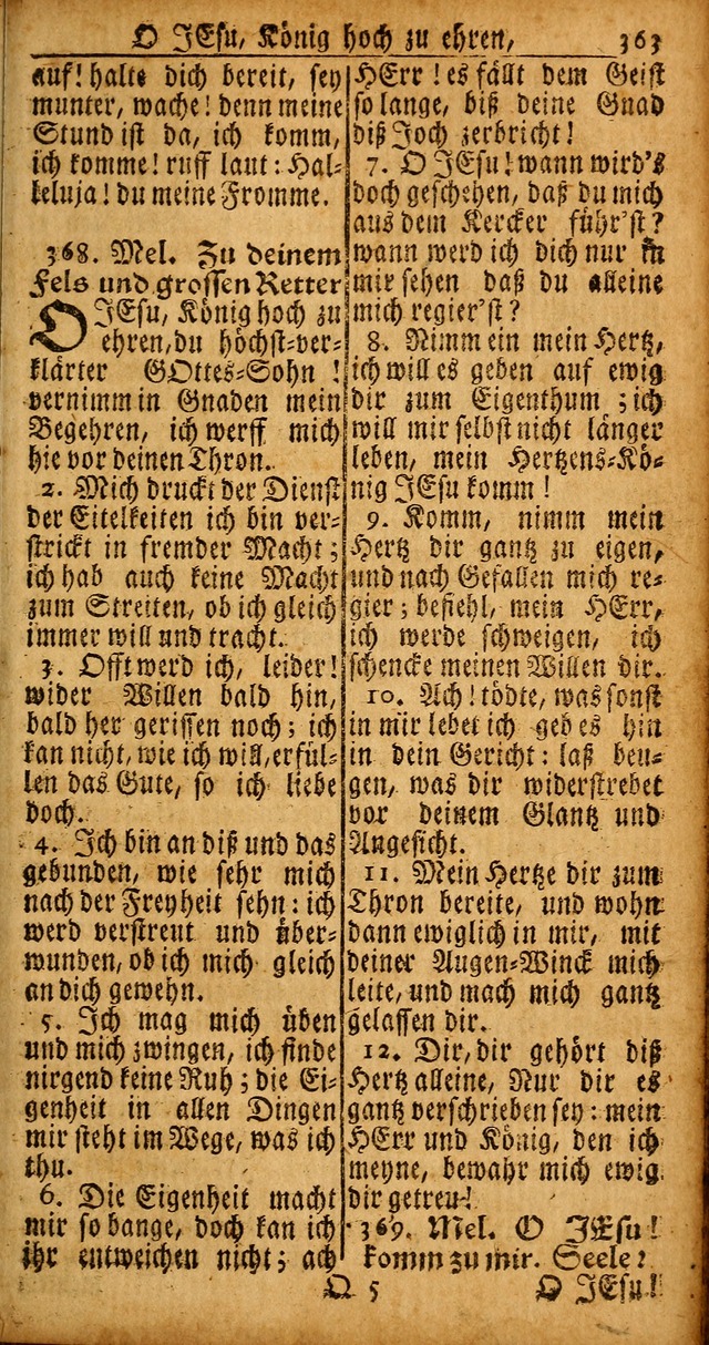 Das Kleine Davidische Psalterspiel der Kinder Zions von alten und neuen auserlesenen Geistes-Gesängen allen wahren heyls-begierigen Säuglingen der Weisheit, insonderheit aber denen Gemeinden des Herrn page 363