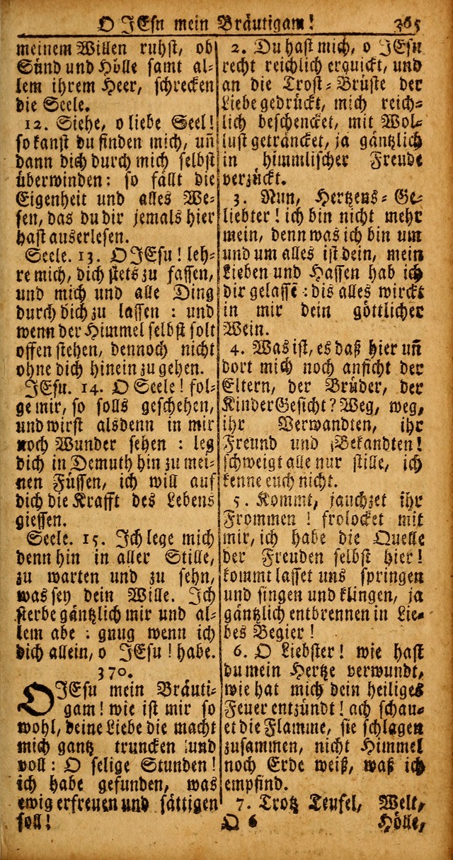 Das Kleine Davidische Psalterspiel der Kinder Zions von alten und neuen auserlesenen Geistes-Gesängen allen wahren heyls-begierigen Säuglingen der Weisheit, insonderheit aber denen Gemeinden des Herrn page 365