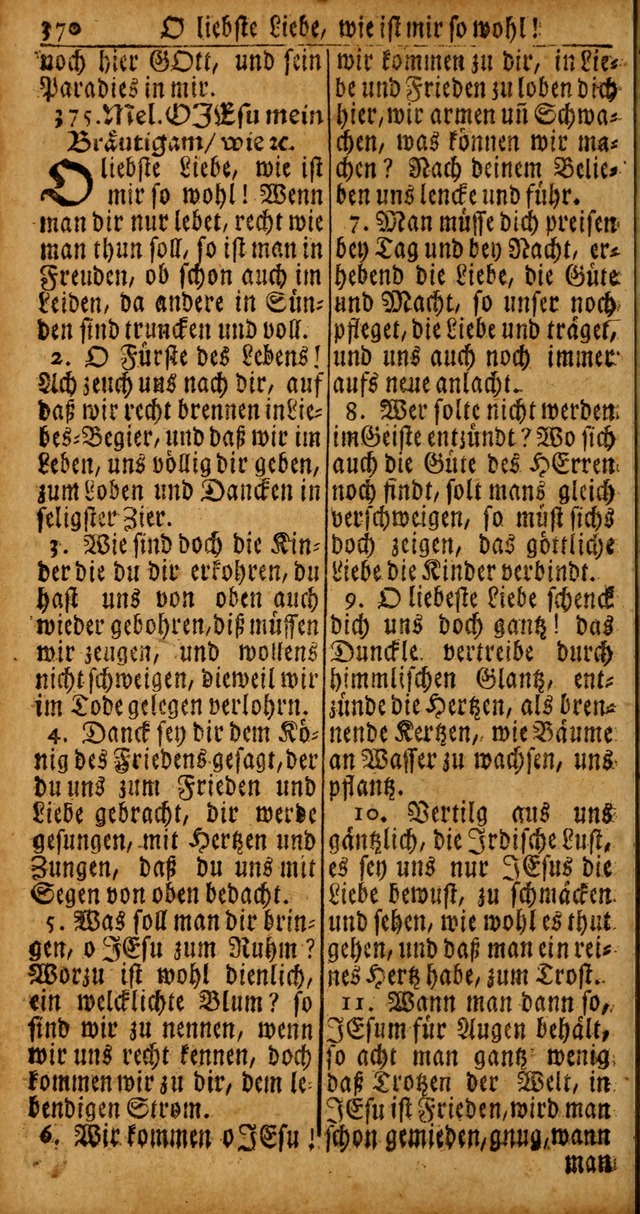 Das Kleine Davidische Psalterspiel der Kinder Zions von alten und neuen auserlesenen Geistes-Gesängen allen wahren heyls-begierigen Säuglingen der Weisheit, insonderheit aber denen Gemeinden des Herrn page 370