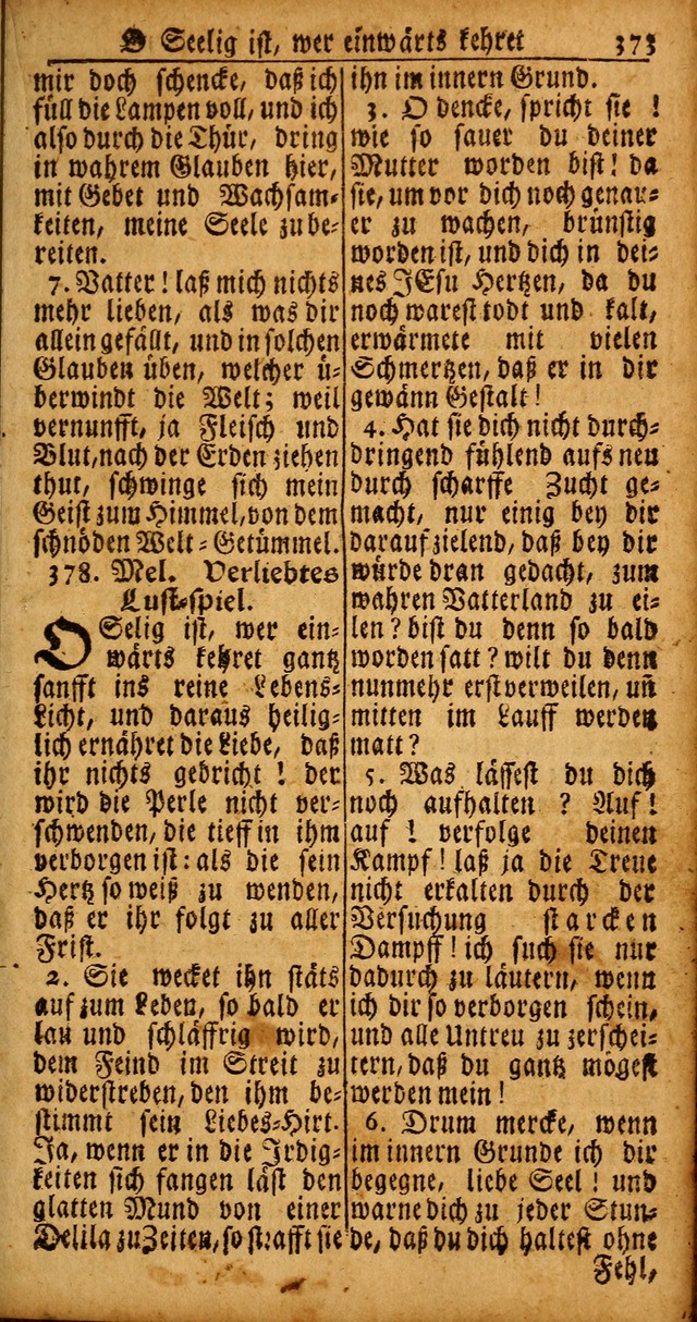 Das Kleine Davidische Psalterspiel der Kinder Zions von alten und neuen auserlesenen Geistes-Gesängen allen wahren heyls-begierigen Säuglingen der Weisheit, insonderheit aber denen Gemeinden des Herrn page 373