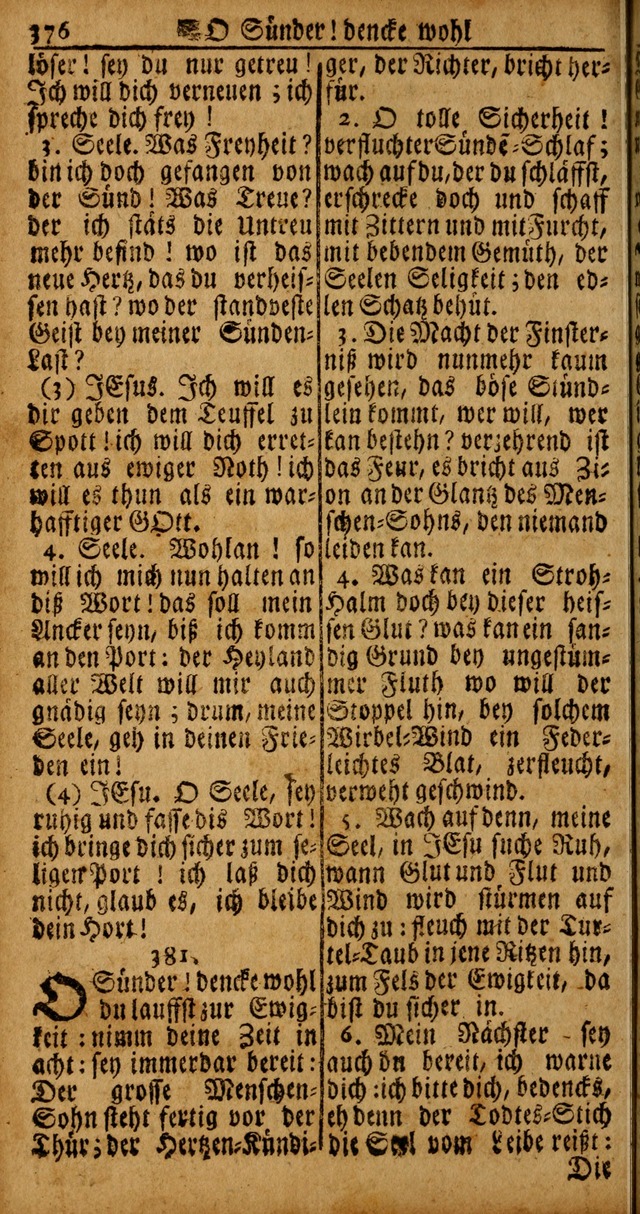 Das Kleine Davidische Psalterspiel der Kinder Zions von alten und neuen auserlesenen Geistes-Gesängen allen wahren heyls-begierigen Säuglingen der Weisheit, insonderheit aber denen Gemeinden des Herrn page 376