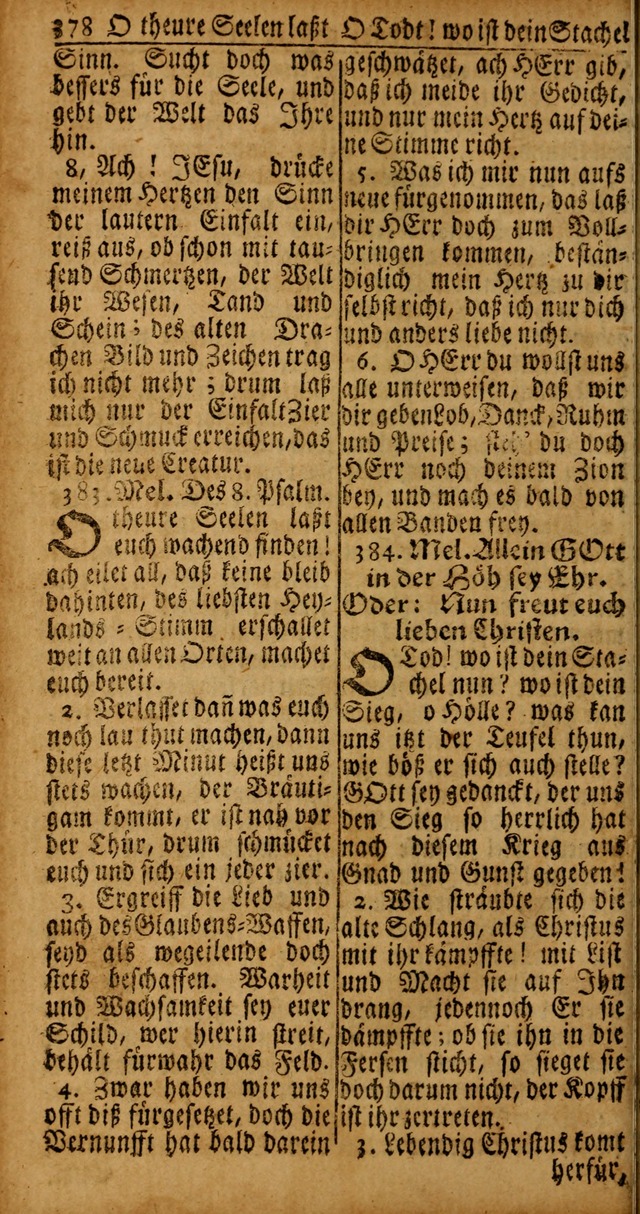 Das Kleine Davidische Psalterspiel der Kinder Zions von alten und neuen auserlesenen Geistes-Gesängen allen wahren heyls-begierigen Säuglingen der Weisheit, insonderheit aber denen Gemeinden des Herrn page 378