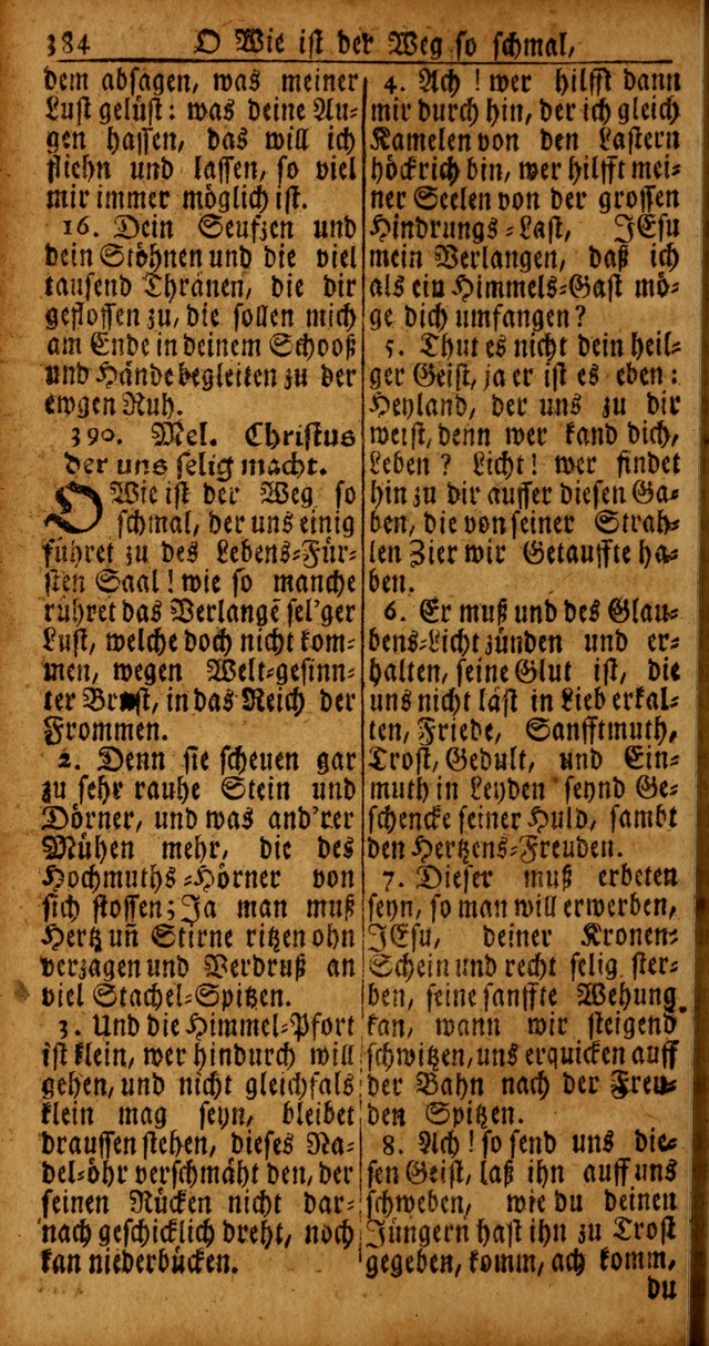 Das Kleine Davidische Psalterspiel der Kinder Zions von alten und neuen auserlesenen Geistes-Gesängen allen wahren heyls-begierigen Säuglingen der Weisheit, insonderheit aber denen Gemeinden des Herrn page 384