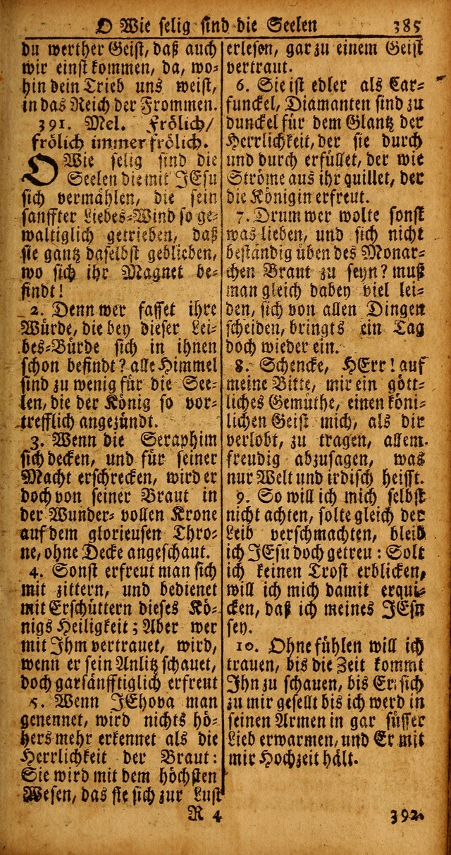 Das Kleine Davidische Psalterspiel der Kinder Zions von alten und neuen auserlesenen Geistes-Gesängen allen wahren heyls-begierigen Säuglingen der Weisheit, insonderheit aber denen Gemeinden des Herrn page 385