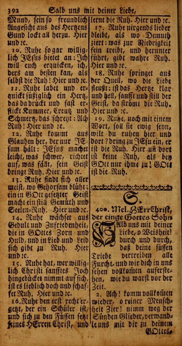 Das Kleine Davidische Psalterspiel der Kinder Zions von alten und neuen auserlesenen Geistes-Gesängen allen wahren heyls-begierigen Säuglingen der Weisheit, insonderheit aber denen Gemeinden des Herrn page 392