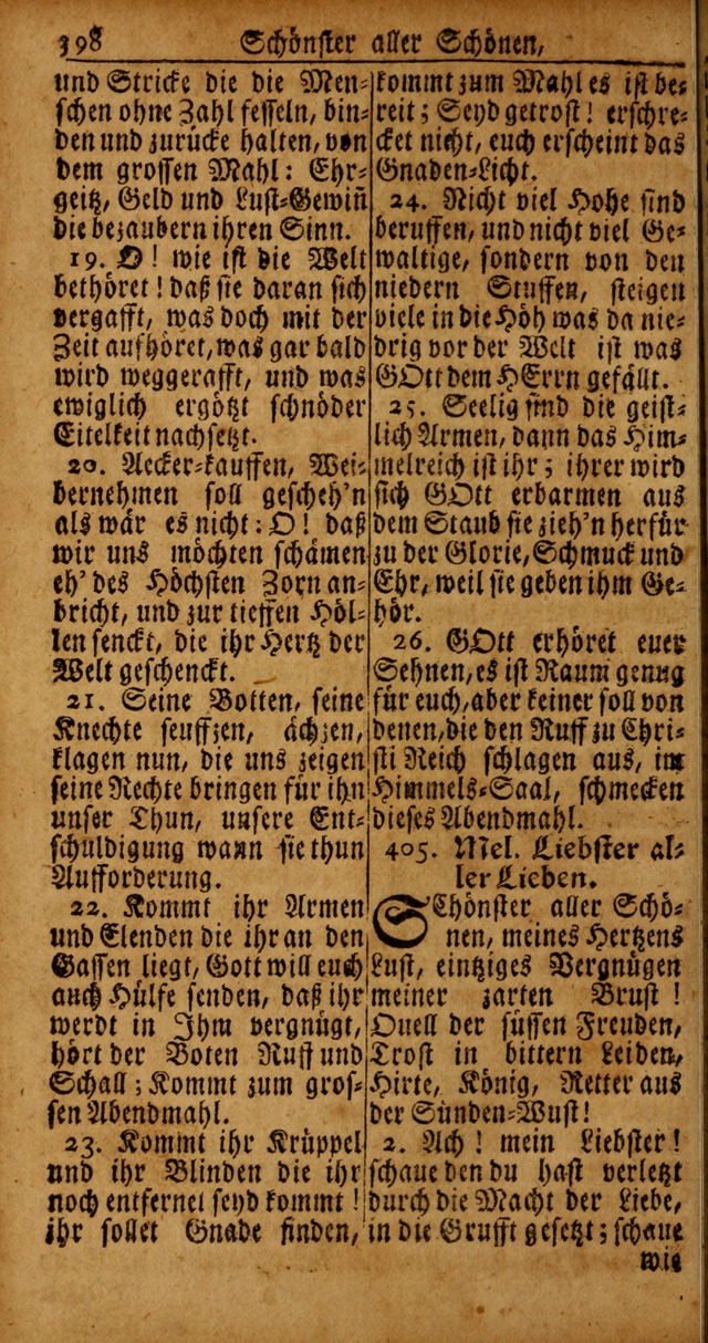 Das Kleine Davidische Psalterspiel der Kinder Zions von alten und neuen auserlesenen Geistes-Gesängen allen wahren heyls-begierigen Säuglingen der Weisheit, insonderheit aber denen Gemeinden des Herrn page 398