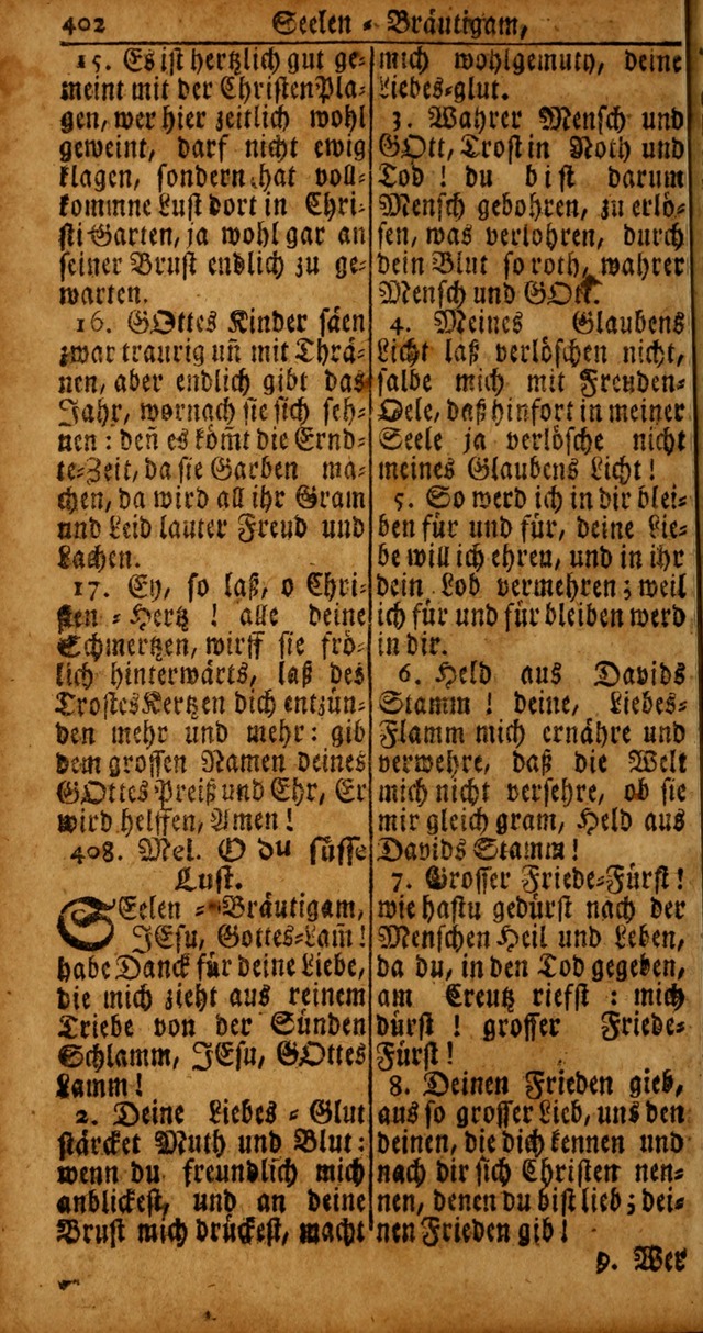 Das Kleine Davidische Psalterspiel der Kinder Zions von alten und neuen auserlesenen Geistes-Gesängen allen wahren heyls-begierigen Säuglingen der Weisheit, insonderheit aber denen Gemeinden des Herrn page 402