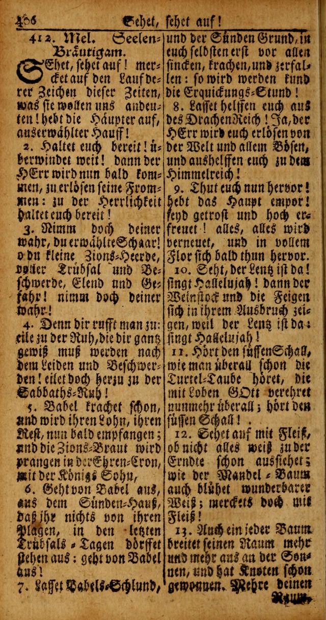 Das Kleine Davidische Psalterspiel der Kinder Zions von alten und neuen auserlesenen Geistes-Gesängen allen wahren heyls-begierigen Säuglingen der Weisheit, insonderheit aber denen Gemeinden des Herrn page 406