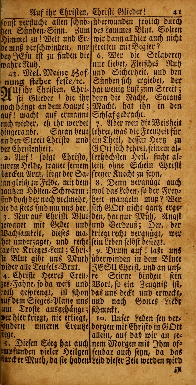 Das Kleine Davidische Psalterspiel der Kinder Zions von alten und neuen auserlesenen Geistes-Gesängen allen wahren heyls-begierigen Säuglingen der Weisheit, insonderheit aber denen Gemeinden des Herrn page 41