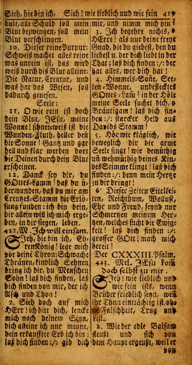 Das Kleine Davidische Psalterspiel der Kinder Zions von alten und neuen auserlesenen Geistes-Gesängen allen wahren heyls-begierigen Säuglingen der Weisheit, insonderheit aber denen Gemeinden des Herrn page 419