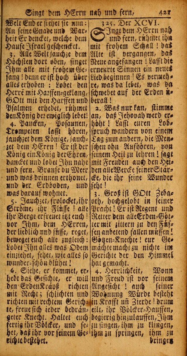 Das Kleine Davidische Psalterspiel der Kinder Zions von alten und neuen auserlesenen Geistes-Gesängen allen wahren heyls-begierigen Säuglingen der Weisheit, insonderheit aber denen Gemeinden des Herrn page 421