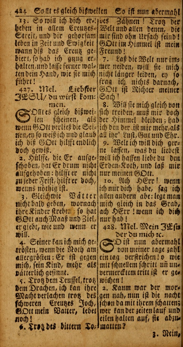 Das Kleine Davidische Psalterspiel der Kinder Zions von alten und neuen auserlesenen Geistes-Gesängen allen wahren heyls-begierigen Säuglingen der Weisheit, insonderheit aber denen Gemeinden des Herrn page 424