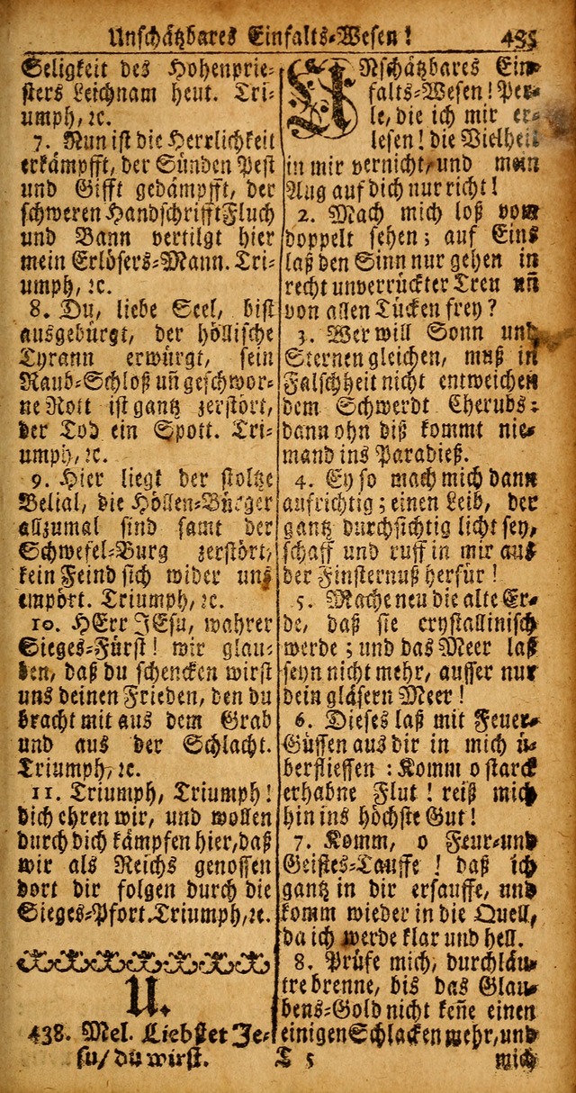 Das Kleine Davidische Psalterspiel der Kinder Zions von alten und neuen auserlesenen Geistes-Gesängen allen wahren heyls-begierigen Säuglingen der Weisheit, insonderheit aber denen Gemeinden des Herrn page 435