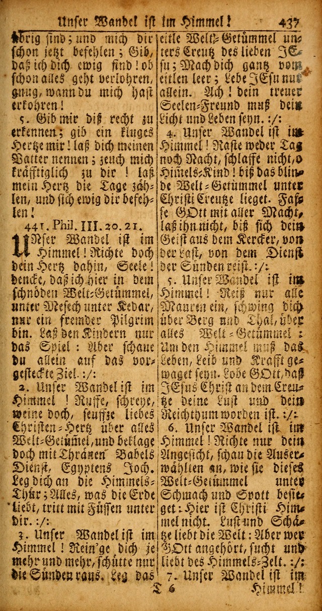 Das Kleine Davidische Psalterspiel der Kinder Zions von alten und neuen auserlesenen Geistes-Gesängen allen wahren heyls-begierigen Säuglingen der Weisheit, insonderheit aber denen Gemeinden des Herrn page 437