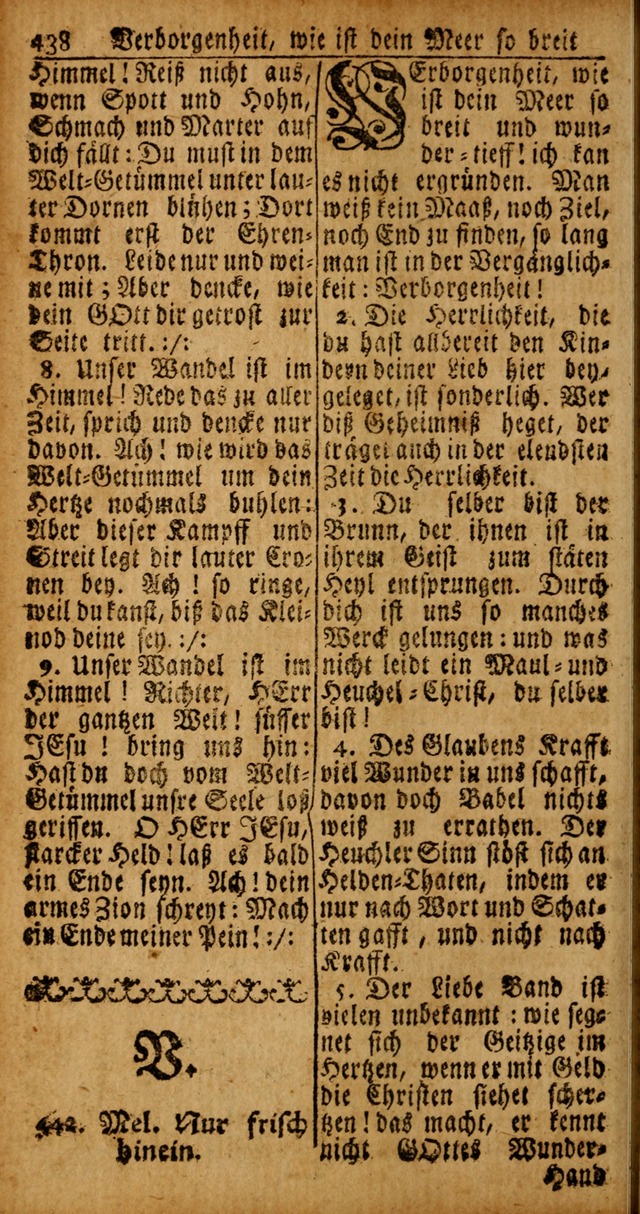 Das Kleine Davidische Psalterspiel der Kinder Zions von alten und neuen auserlesenen Geistes-Gesängen allen wahren heyls-begierigen Säuglingen der Weisheit, insonderheit aber denen Gemeinden des Herrn page 438