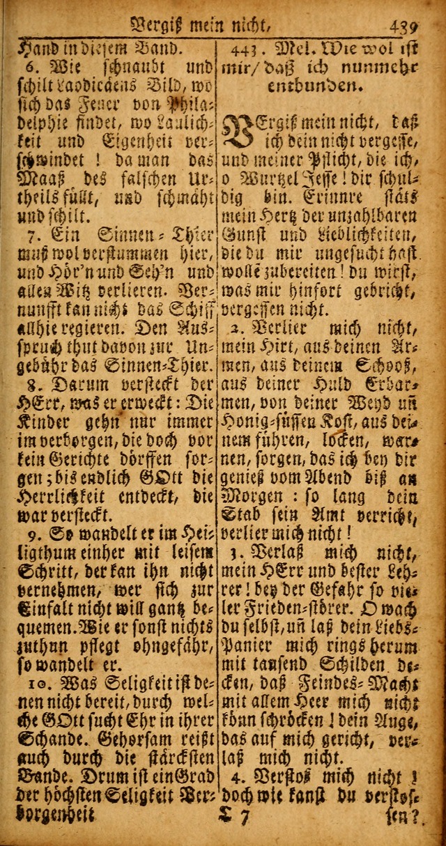 Das Kleine Davidische Psalterspiel der Kinder Zions von alten und neuen auserlesenen Geistes-Gesängen allen wahren heyls-begierigen Säuglingen der Weisheit, insonderheit aber denen Gemeinden des Herrn page 439