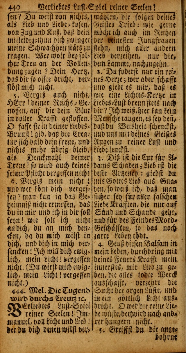 Das Kleine Davidische Psalterspiel der Kinder Zions von alten und neuen auserlesenen Geistes-Gesängen allen wahren heyls-begierigen Säuglingen der Weisheit, insonderheit aber denen Gemeinden des Herrn page 440