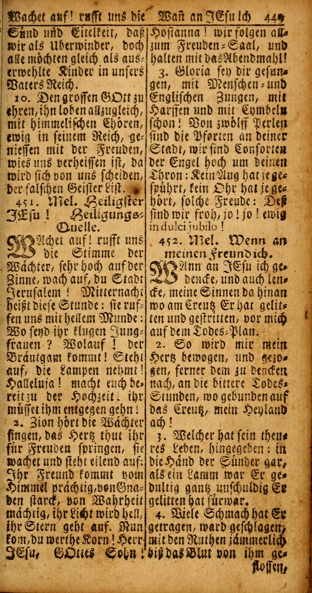 Das Kleine Davidische Psalterspiel der Kinder Zions von alten und neuen auserlesenen Geistes-Gesängen allen wahren heyls-begierigen Säuglingen der Weisheit, insonderheit aber denen Gemeinden des Herrn page 449