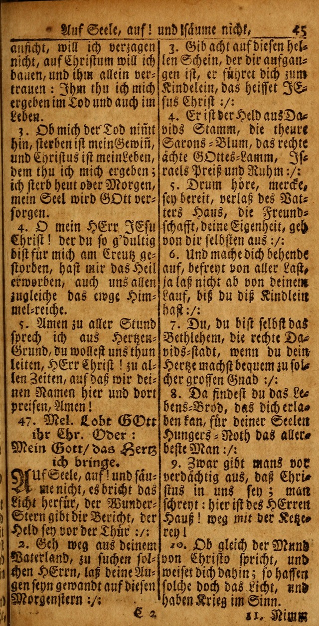 Das Kleine Davidische Psalterspiel der Kinder Zions von alten und neuen auserlesenen Geistes-Gesängen allen wahren heyls-begierigen Säuglingen der Weisheit, insonderheit aber denen Gemeinden des Herrn page 45